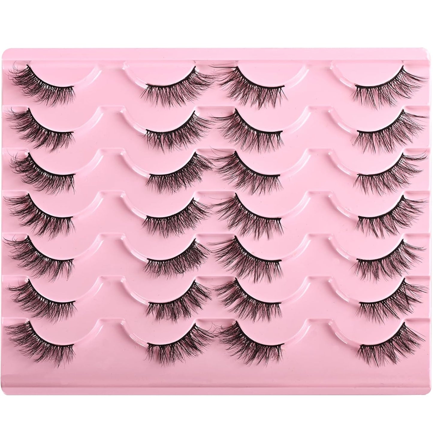 FARRED Half Lashes Natural Look Short Eyelashes Cat Eye Lash Fluffy Natural Lashes Wispy False Eyelash 14 Pairs Faux Mink Strip Eye Lashes Pack for Daily Makeup (F15 | 9-14mm)