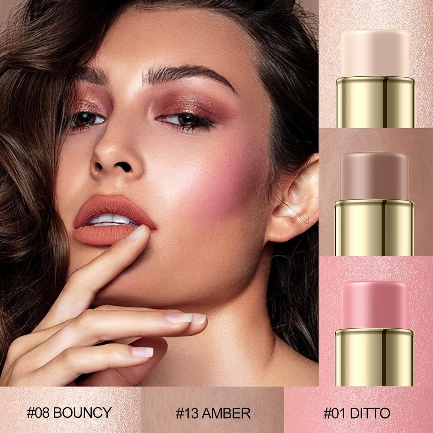 3 Pcs FAIR Contour Stick Set,Cream Blush & Highlighter Bronzer Pen,Long Lasting & Smooth Natural Face Contouring Illuminator,Professional Makeup Kit for All Skin