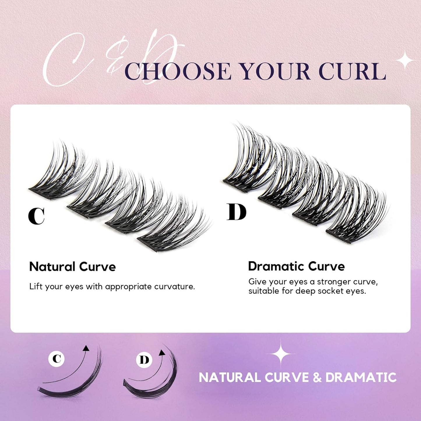 GAQQI Lash Clusters, GQ19 Individual Lashes 168pcs C Curl, DIY Lash Extension 12mm Length Only False Eyelash Clusters, Natural & Wispy Lash Wisps (GQ19,C Curl,12mm)