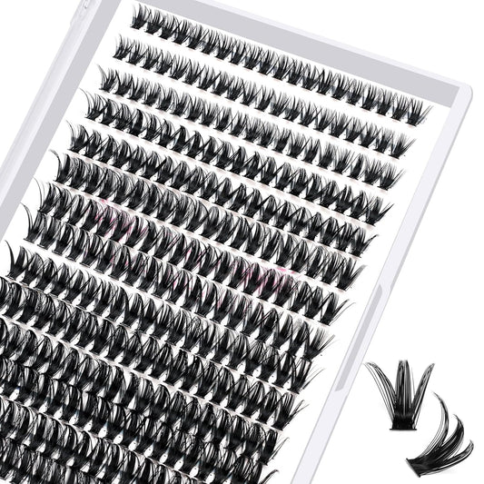 PRO LASHBEAUTY 280 Pcs Individual Lashes 50D-D-0.07-14 Cluster C D Curl Wispy Bottom DIY Lashes At Home