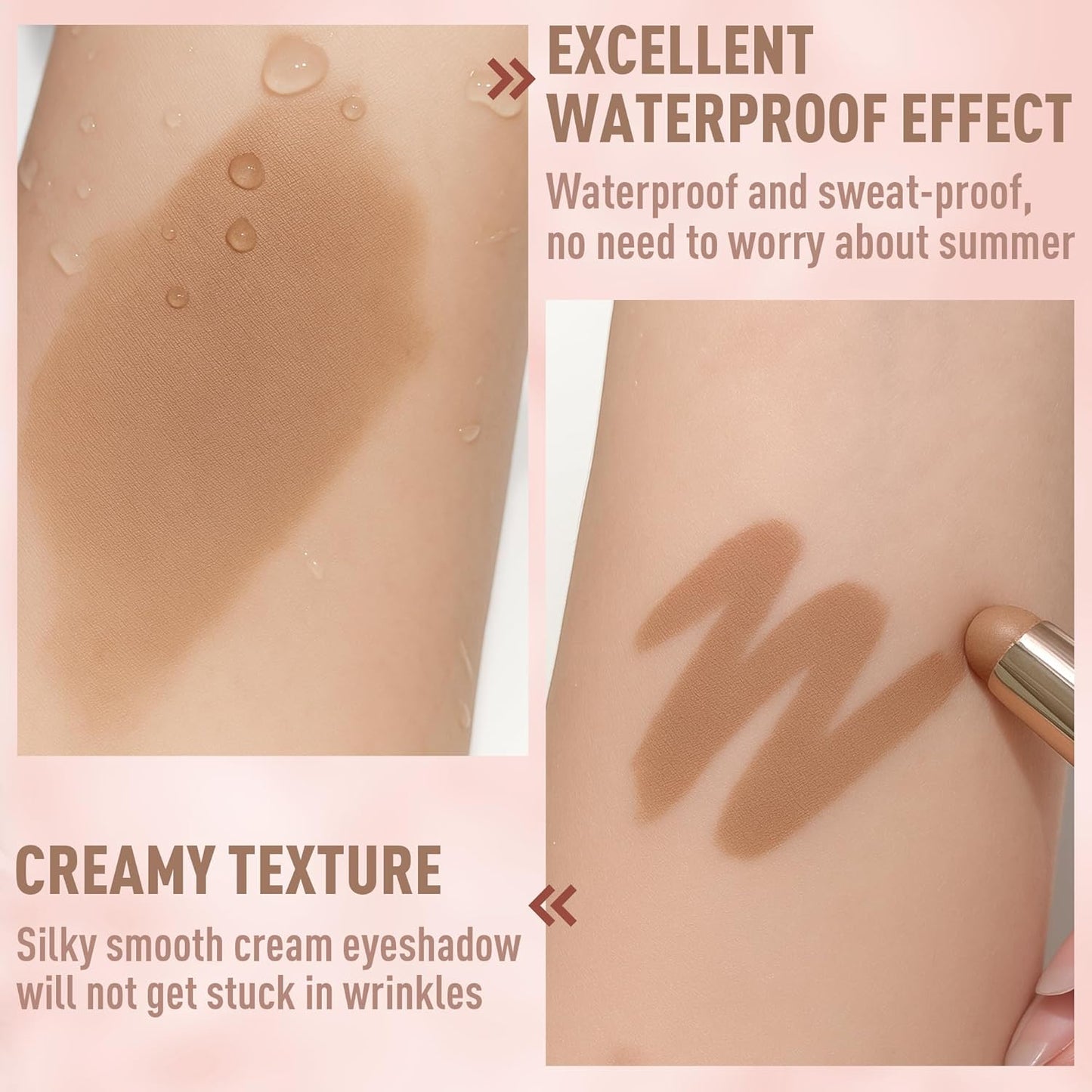 FV Long Lasting Cream Eyeshadow Stick, Waterproof & High Pigmented Eye Shadow Sticks Duo with Blending Sponge, Crease-Proof & Natural Finish Eyeshadow Pencil, Vanilla Matte