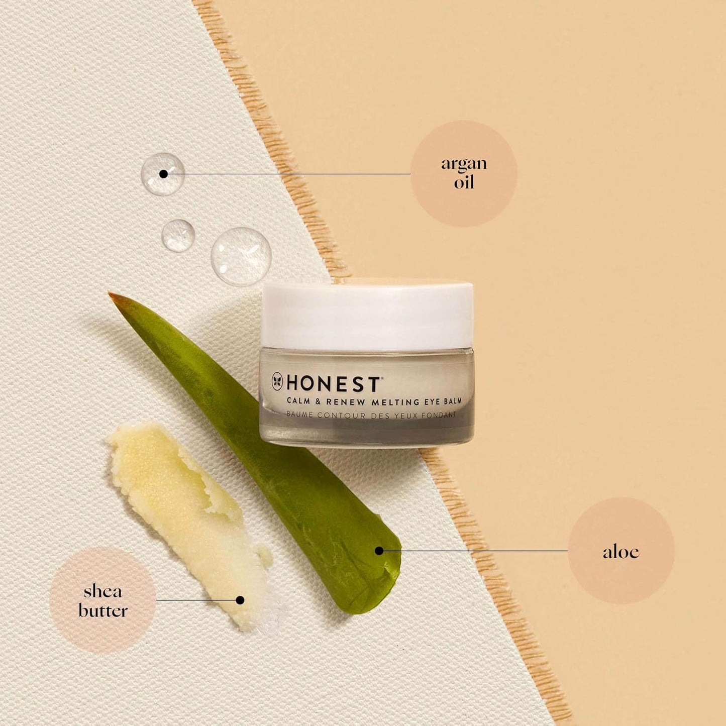 Honest Beauty Calm + Renew Anti-Aging Melting Eye Balm for Sensitive + Dry Skin | Shea Butter, Argan Oil, + Aloe | EWG Verified, Vegan + Cruelty Free | .5 fl oz