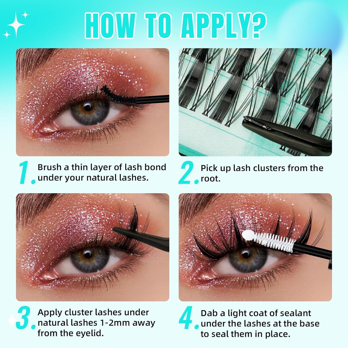 Manga Style Fairy Lash Clusters 144pcs DIY Individual Lash Clusters Natural for Eyelash Extensions Manga Lashes Wispy with Invisible Band(8-16mm-Mixed)