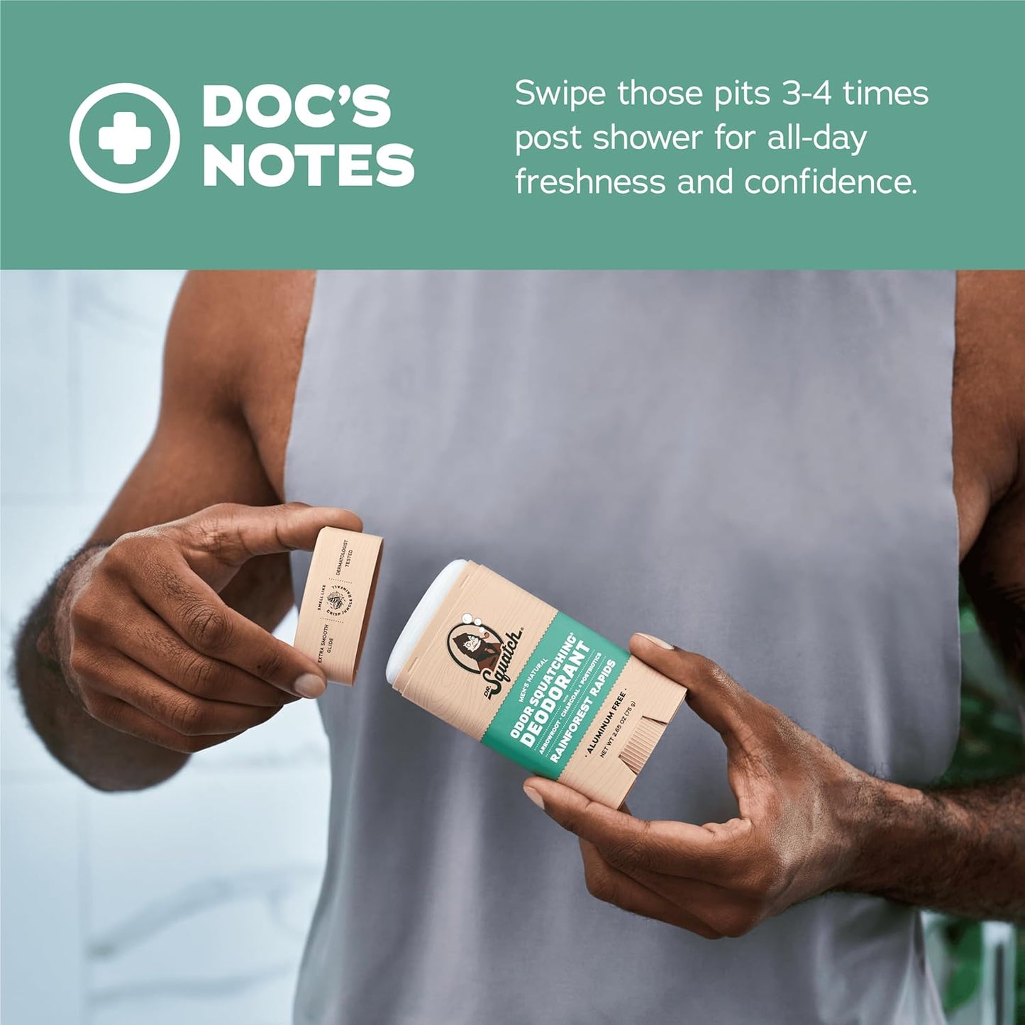 Dr. Squatch Natural Deodorant for Men - Odor-Squatching Aluminum Free - Rainforest Rapids (2.65 oz, 3-Pack)