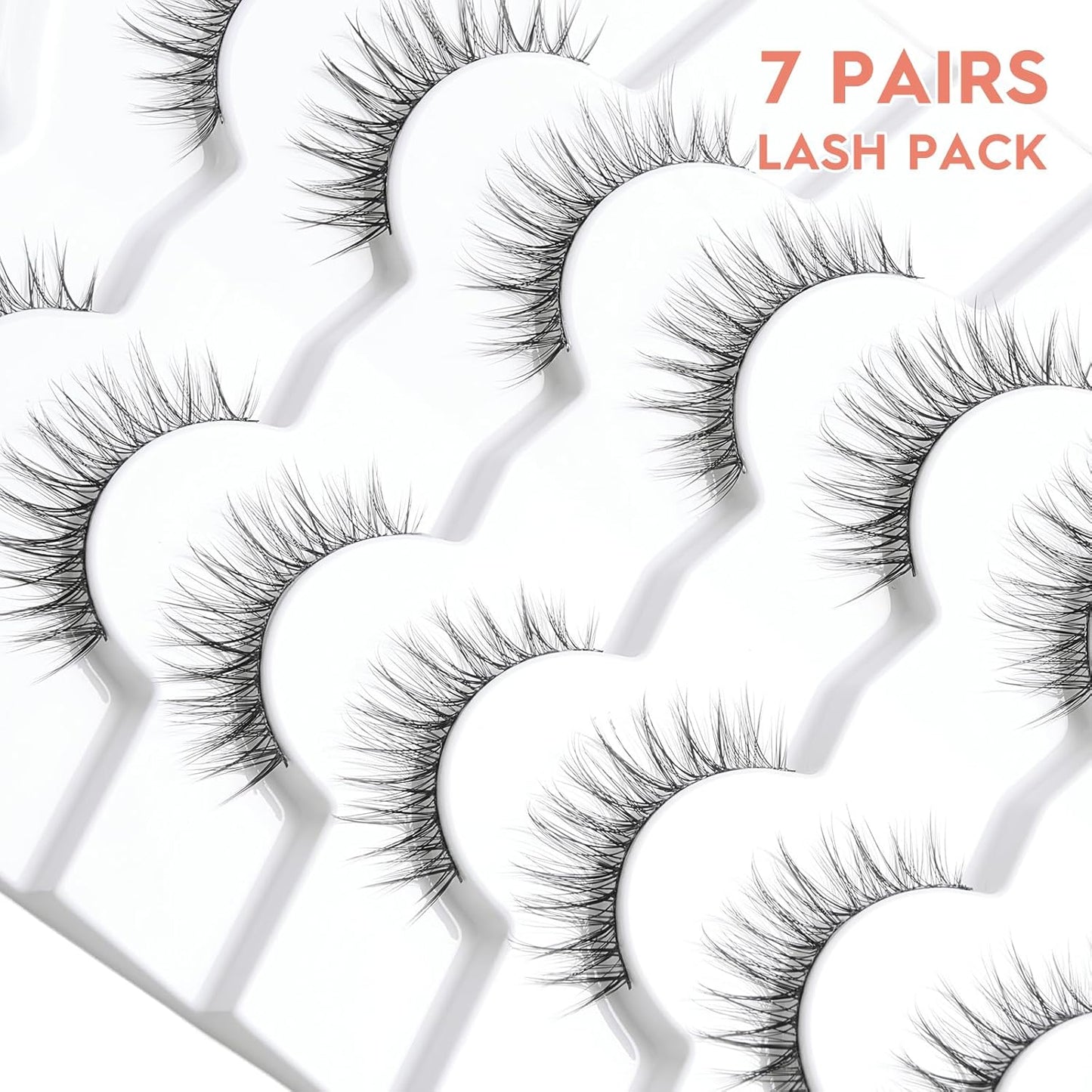 False Eyelashes Natural Look Wispy Lashes 10mm Short Lash C Curl 0.1MM Thin Band Lashes Pack Siligli Fake Eyelash 7 Pair
