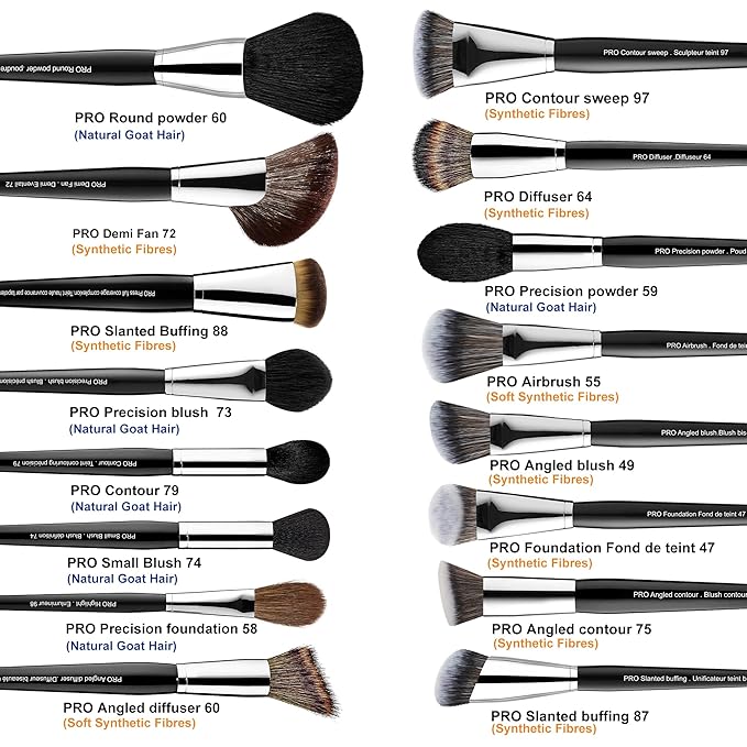 Bueart Design 36Pcs PRO Grade Natural Goat Hair Pony Bristles Makeup Brushes Set with Super Holder Professional-Grade Precision & Luxury Brush for beauty enthusiasts&professionals Makeup Artist