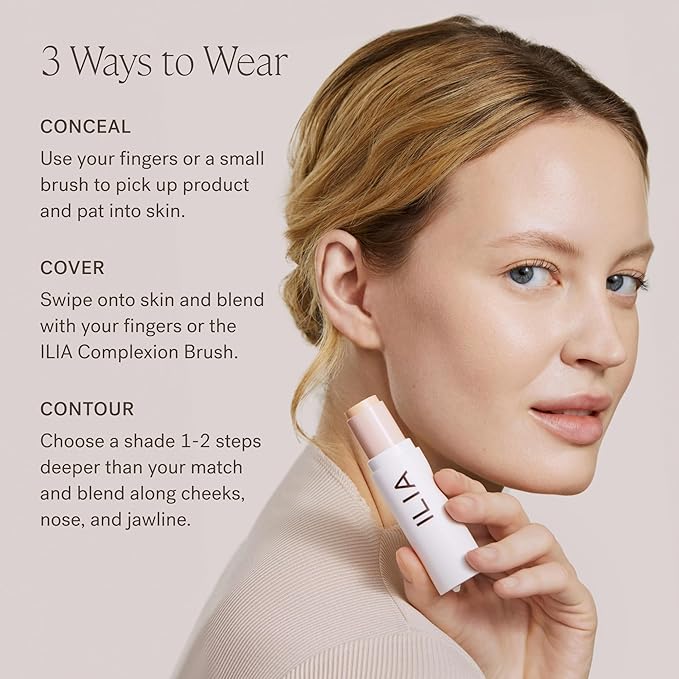 ILIA - Skin Rewind Complexion Stick - Foundation + Concealer + Skincare | Non-Toxic, Vegan, Cruelty-Free, Clean Makeup (17O - Magnolia, 0.35 oz | 10 g)