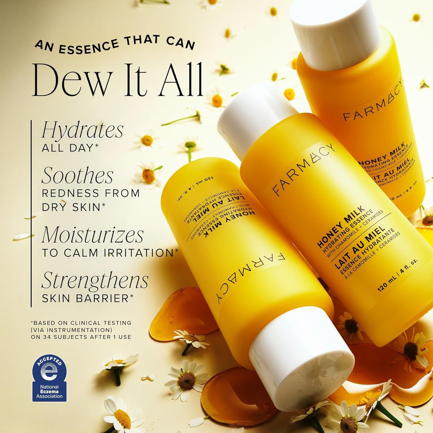 Farmacy Hydrating Essence - Hydrating Honey Milk Toner + Facial Essence to Soothe, Moisturize and Strengthen Skin Barrier - Preps Complexion for Skincare Products or Makeup Application (50ml)