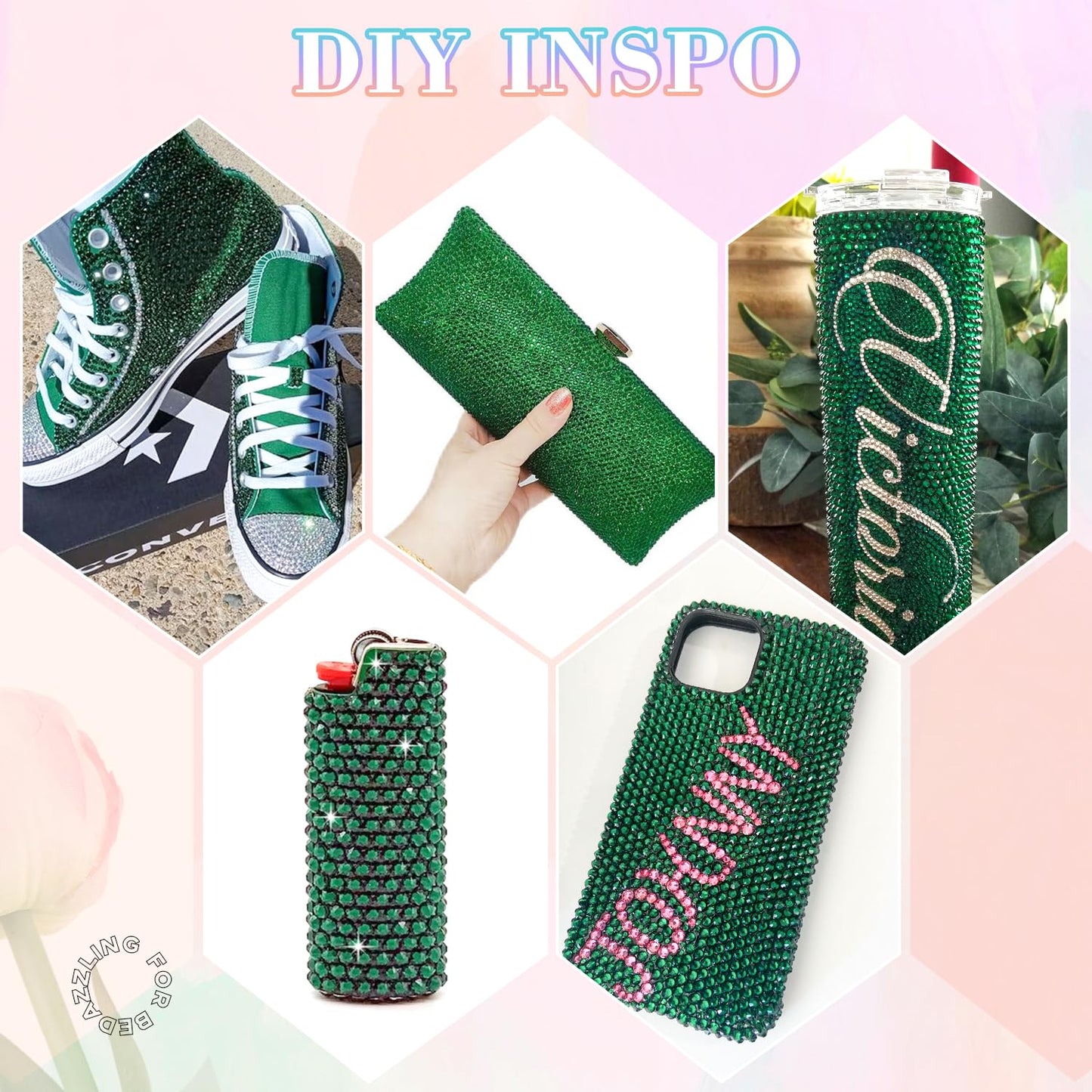 30000Pcs Resin Emerald Green Rhinestones for Bedazzling Crafting with b7000 Jewelry Glue, Bulk Flatback Gems Bedazzler Kit for Crafts Clothes Shoes Fabric Nail Diamond Art, Assorted Size 2/3/4/5/6mm