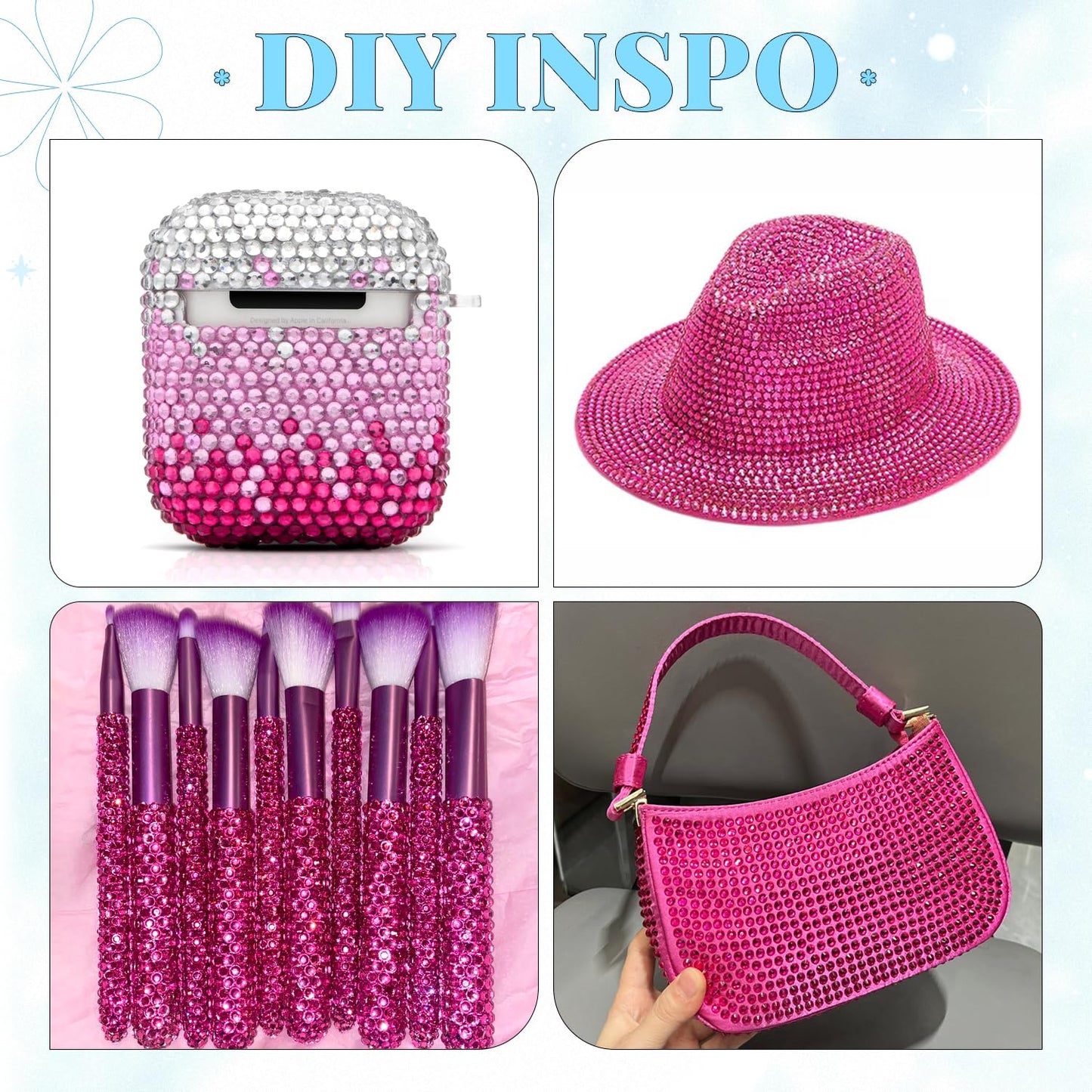 6000Pcs Resin Rhinestones for Bedazzling with 3Pcs B7000 Jewelry Glue, 1 Box Hot Pink Flatback Rhinestones for Crafting Crafts DIY, Crystals Gems for Clothing Shoes Tumblers Nail Art Makeup