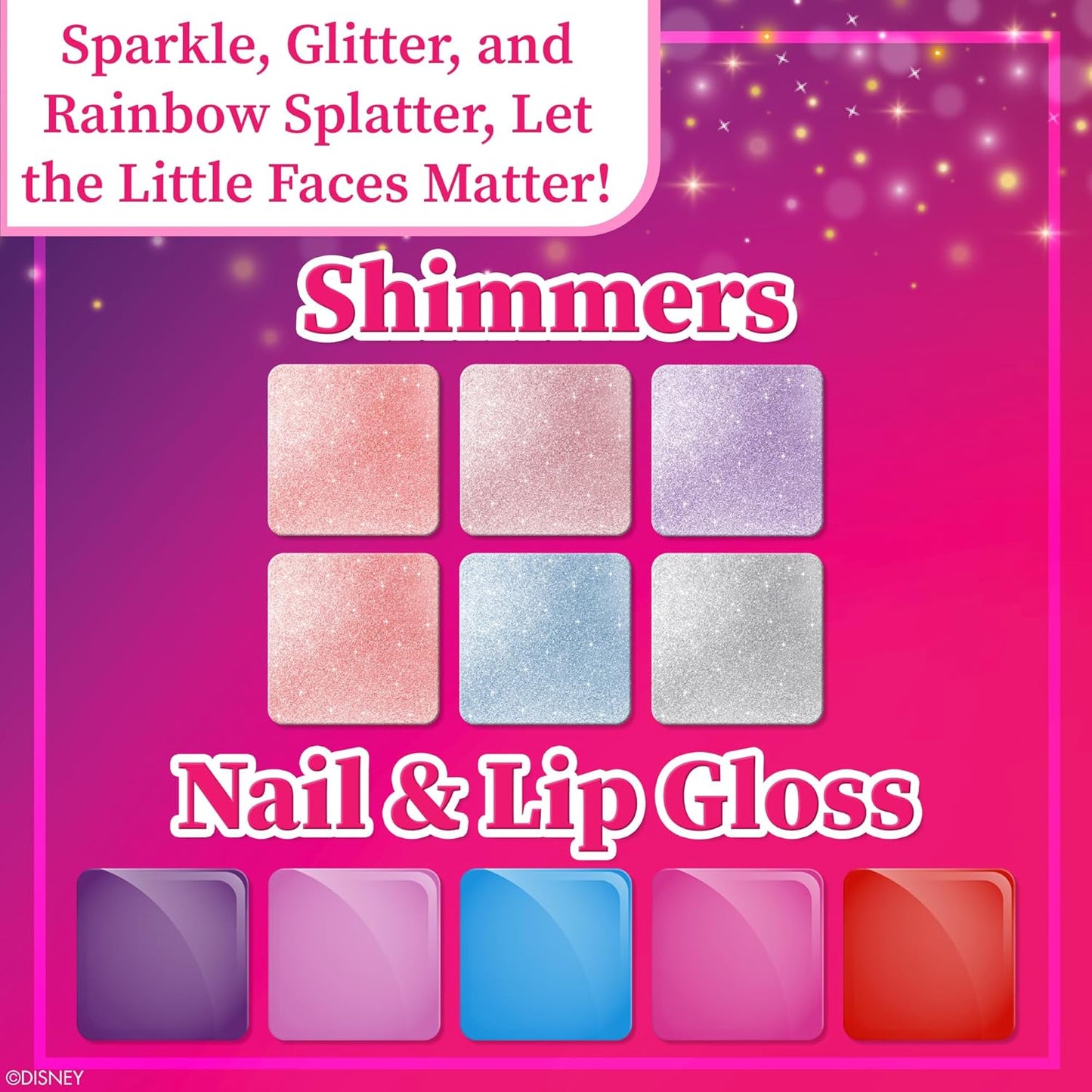 Disney Princess Train Case Girls Beauty Set, Kids Makeup Kit for Girls, Real Washable Toy Makeup Set, Play Makeup, Pretend Play, Party Favor, Birthday, Toys Ages 3 4 5 6 7 8 9 10 11 12