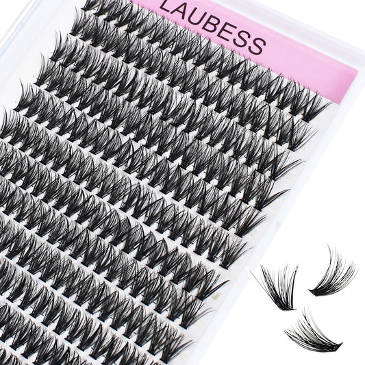 Lash Clusters LAUBESS Individual Lashes Waterproof Eyelash Clusters Mixed Tray Cluster Eyelash Extensions Soft Cluster Lashes for Beginners (40D-D-18)