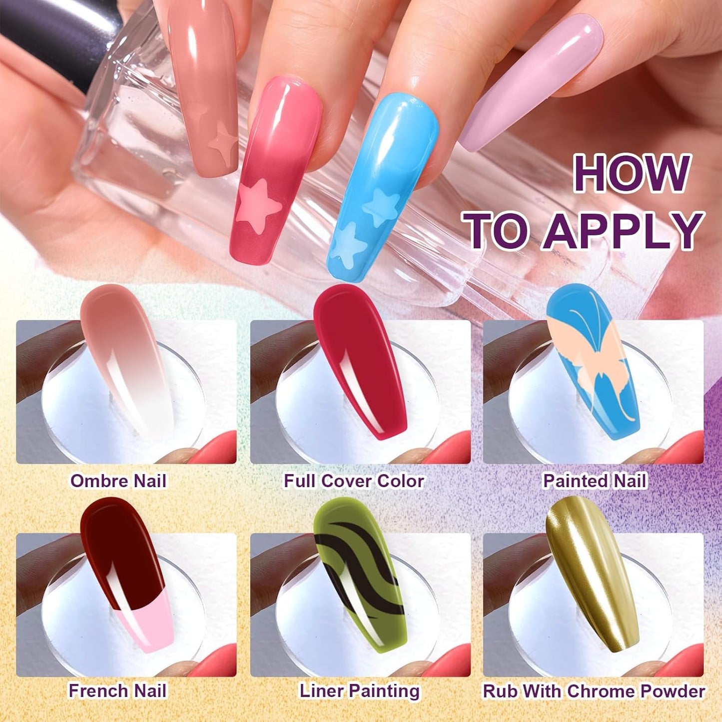 Gradient Painting Gel Set, 9 Colors Ombre Gel Nail Polish Red Brown Light Blue Pink Sponging for Pigment Pat Aura Nails French Manicure Soak Off UV Canyon Bloom