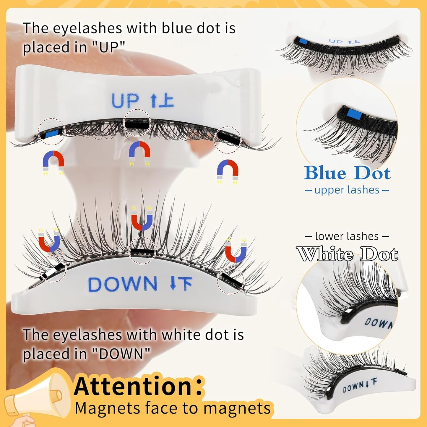 QUEWEL 2 Pairs Magnetic Eyelashes Natural Look, Reusable Magnetic Eyelashes with Applicator, No Glue Needed Lash Clusters Kit, Easy to Wear and Remove(2 Pairs-D+E03)