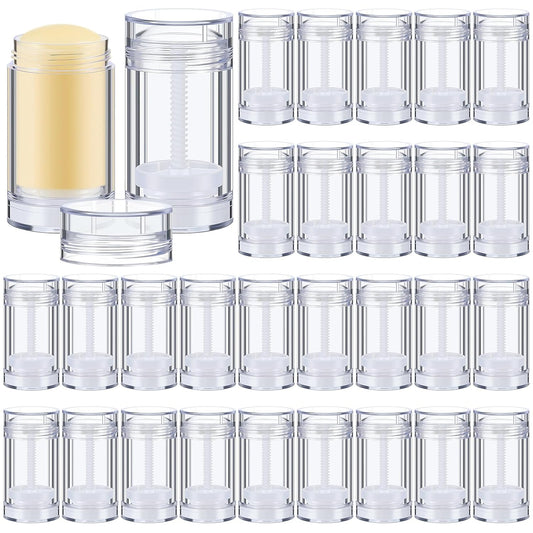 30 Pcs Empty Deodorant Containers Twist up Filling Stick Plastic Deodorant Container Refillable Bottles Bottomfill Round Lip Balm Tubes for Homemade DIY Lipstick Crayon(50 ml,Clear)