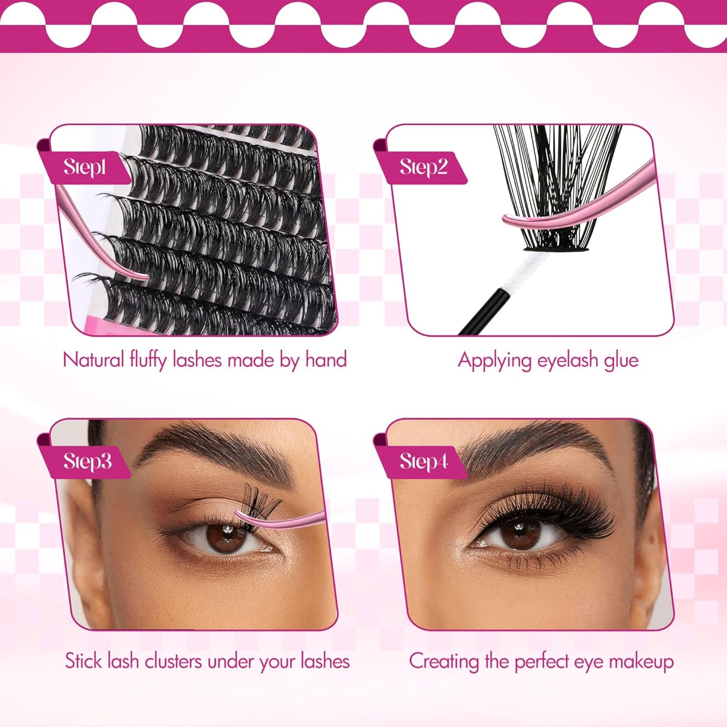 FADLASH Cluster Lashes D Curl Wispy Individual Lashes DIY Eyelash Extension Natural Look Reusable Fluffy Cluster Eyelash Extensions Self Application at Home (60D+80D-0.07D-12-18MIX)