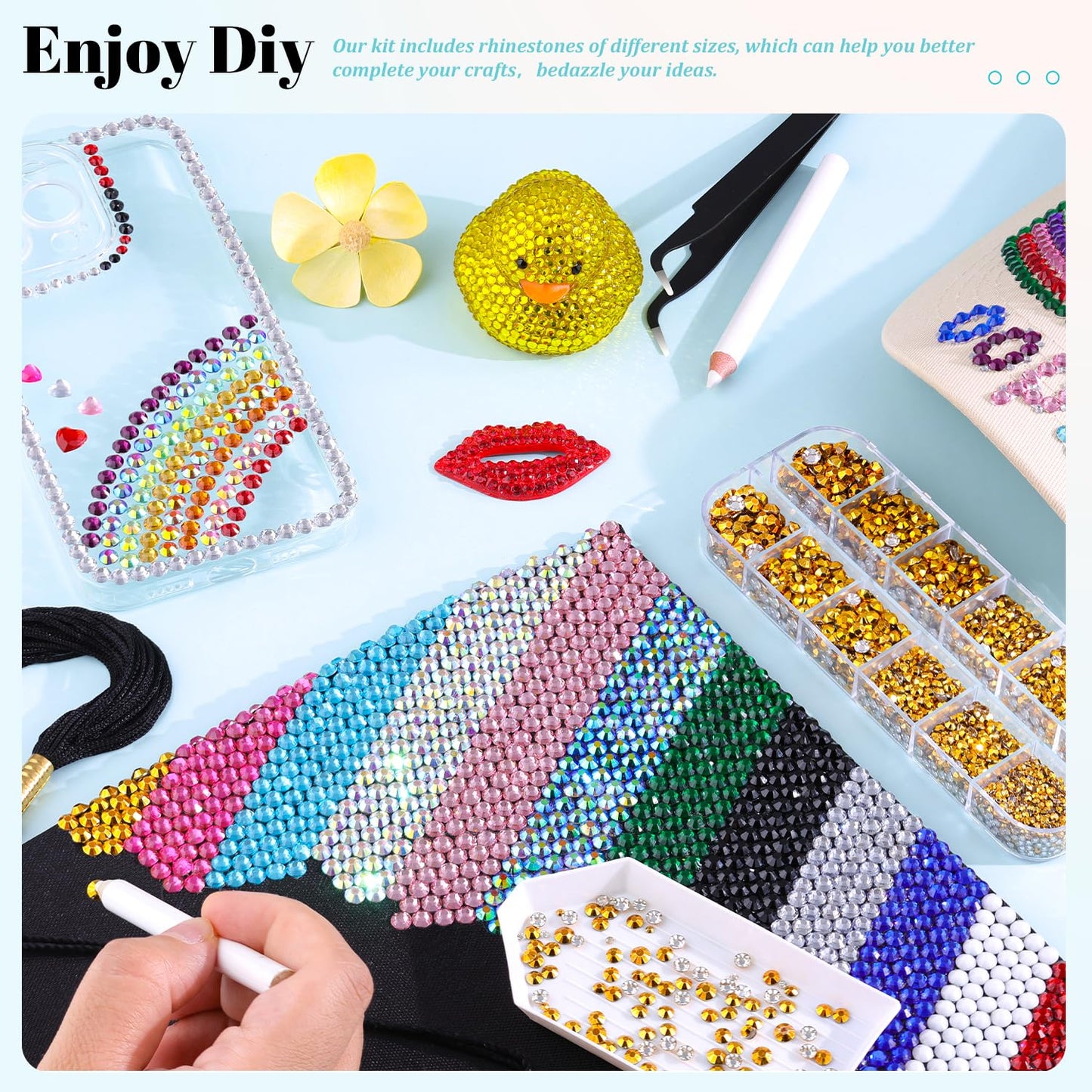 6100Pcs Resin Rhinestones for Crafting with 2Pcs 10ml B7000 Jewelry Glue, 1 Box Flatback Crystals Diamond (Gold) for Bedazzling Crafts DIY Nail Art Non Hotfix Gems for Clothing Shoes Tumblers