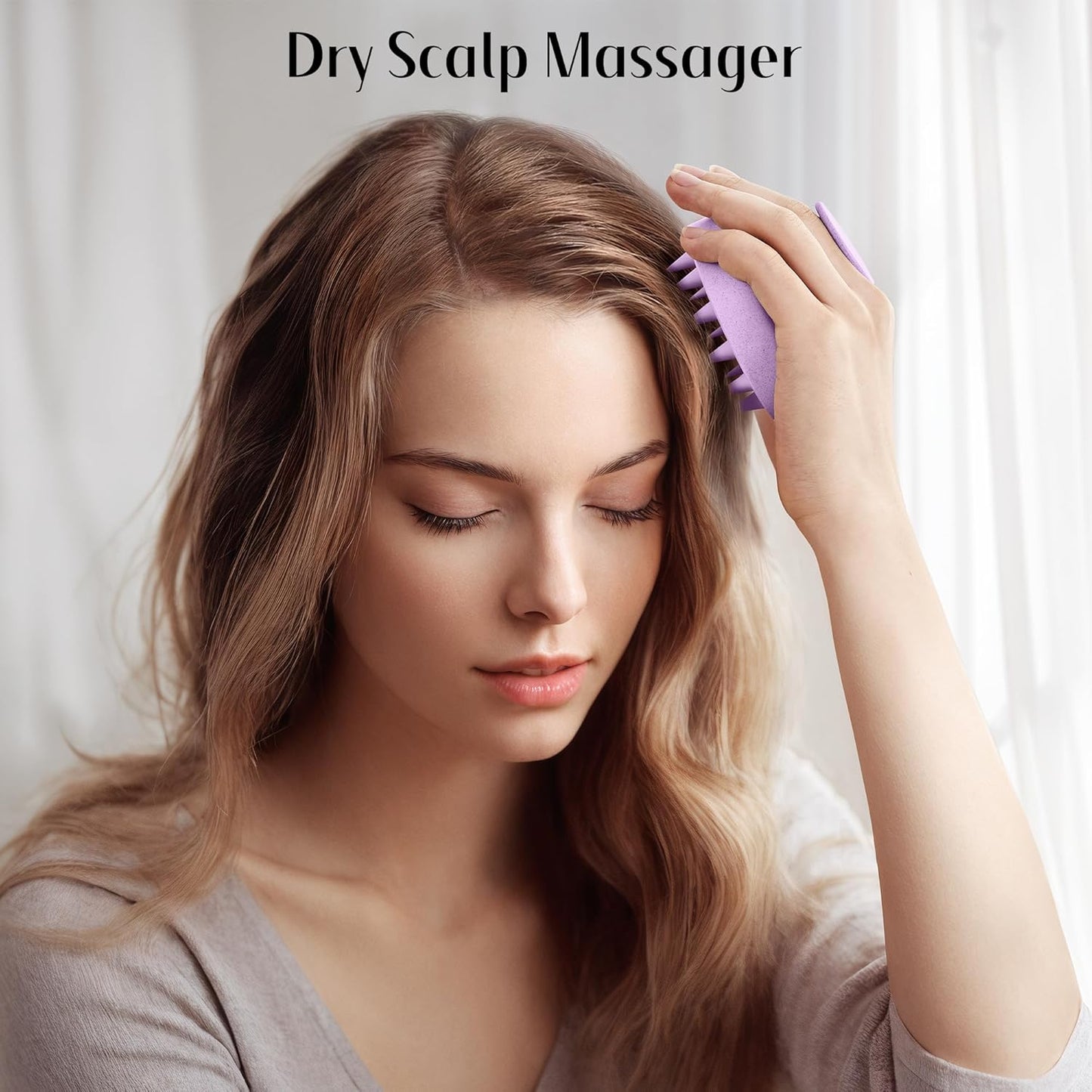 HEETA Scalp Scrubber Shampoo Brush, Scalp Massager Tool for Hair Growth, Soft Silicone Bristles for Dandruff Removal Wet Dry Use Women Men Kids Pet, Fit All Hair Types Care, Purple