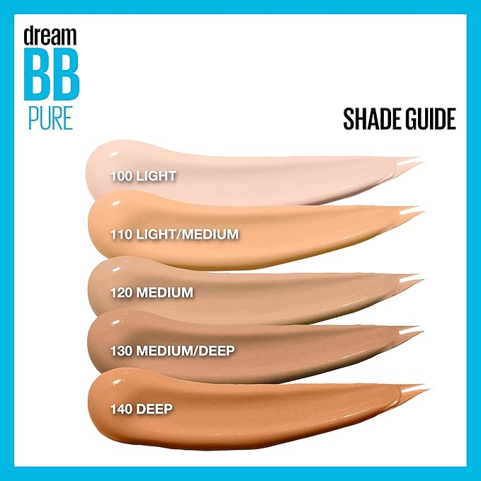 Maybelline Dream Pure Skin Clearing BB Cream, 8-in-1 Skin Perfecting Beauty Balm With 2% Salicylic Acid, Sheer Tint Coverage, Oil-Free, Medium/Deep, 1 Count