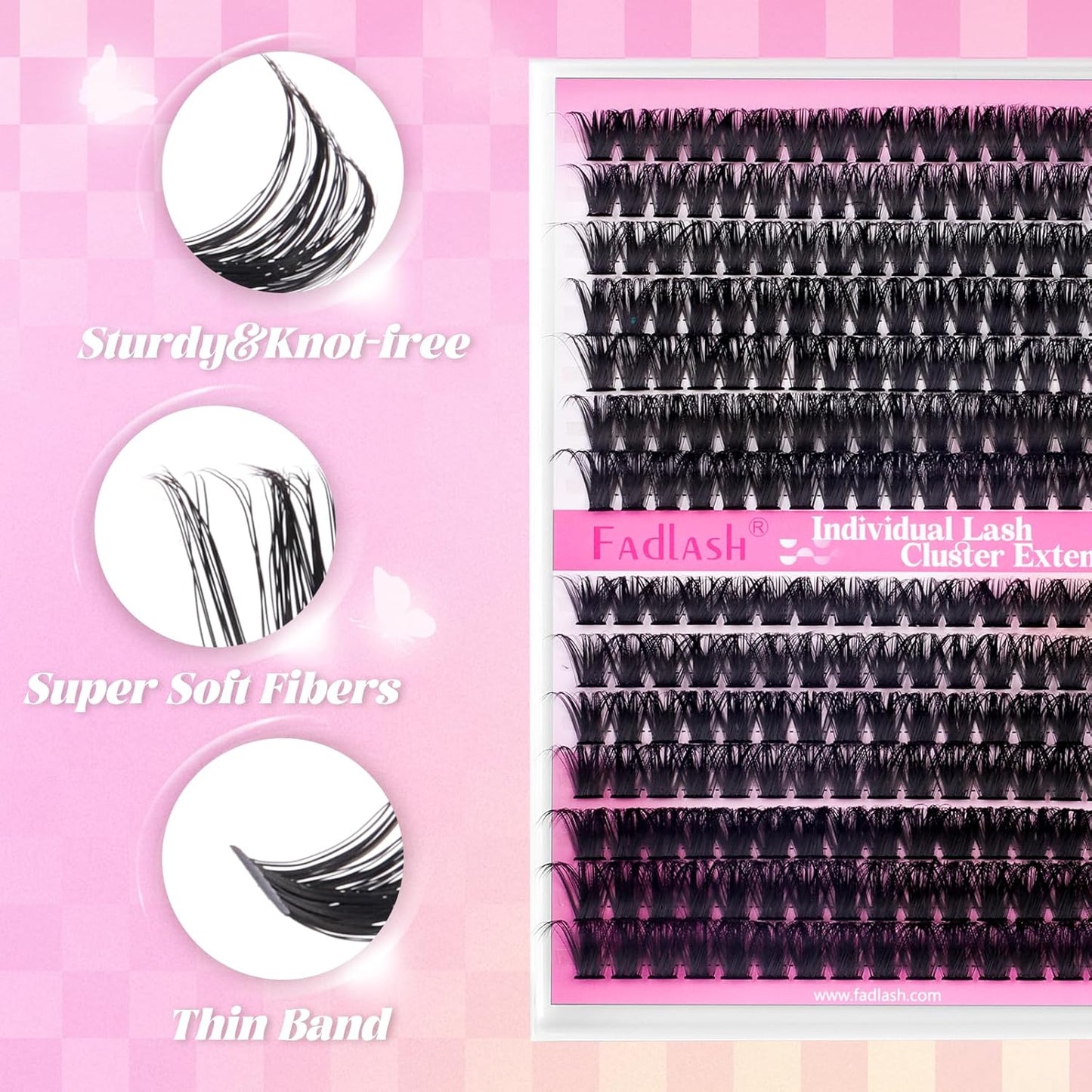 FADLASH Lash Extension DIY Kit Lash Clusters D Curl Cluster Lashes with Lash Bond and Seal Cluster Lashes Glue Remover Lash Tweezers for DIY Eyelash Extension at Home（Kit 80D+100D-0.07D-12-18MIX）