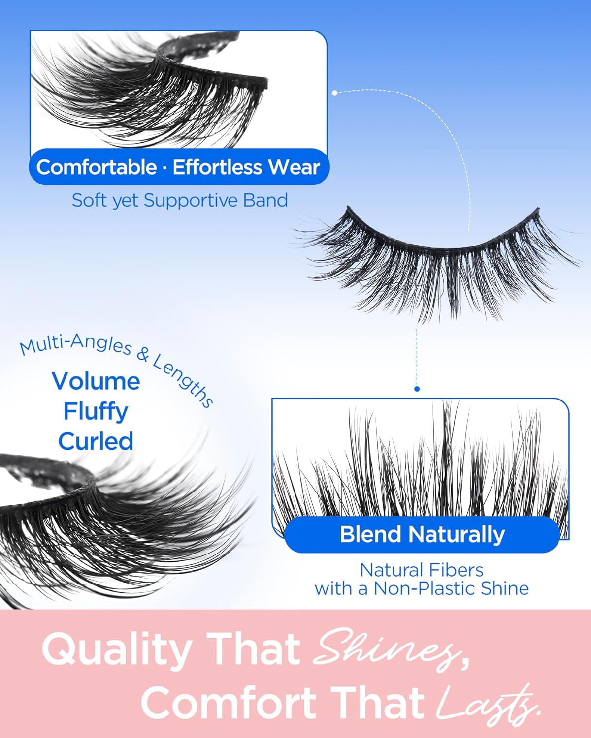 BEYELIAN False Eyelashes 14 Pairs Eye Lashes 12-18mm Strip Lash Pack Soft 3D Volume Faux Mink Lashes That Look Like Extensions C180
