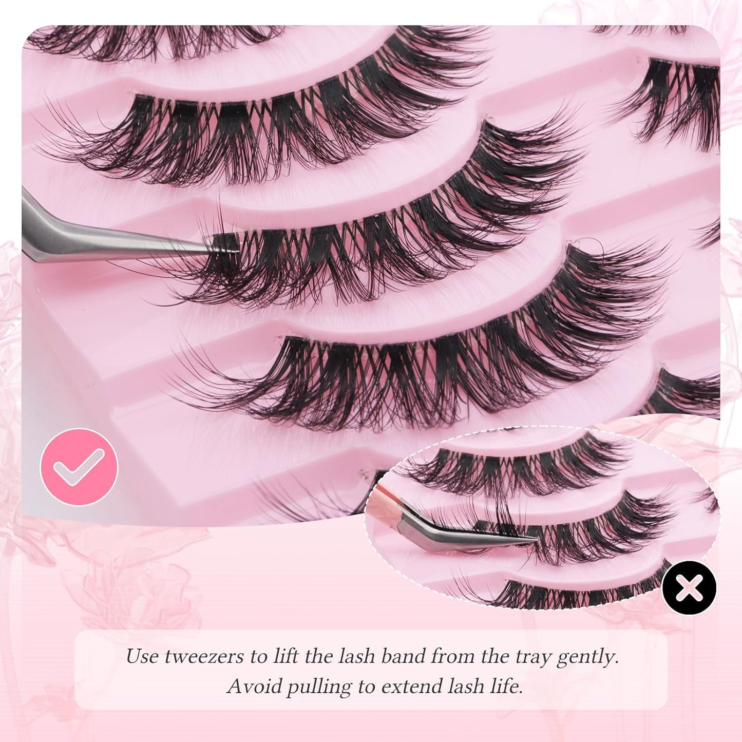 False Eyelashes Natural Look Cat Eye Lashes Wear Comfortable Black Fake Lashes with Thin Band, Pack 10 Pairs, BY004 FADLASH