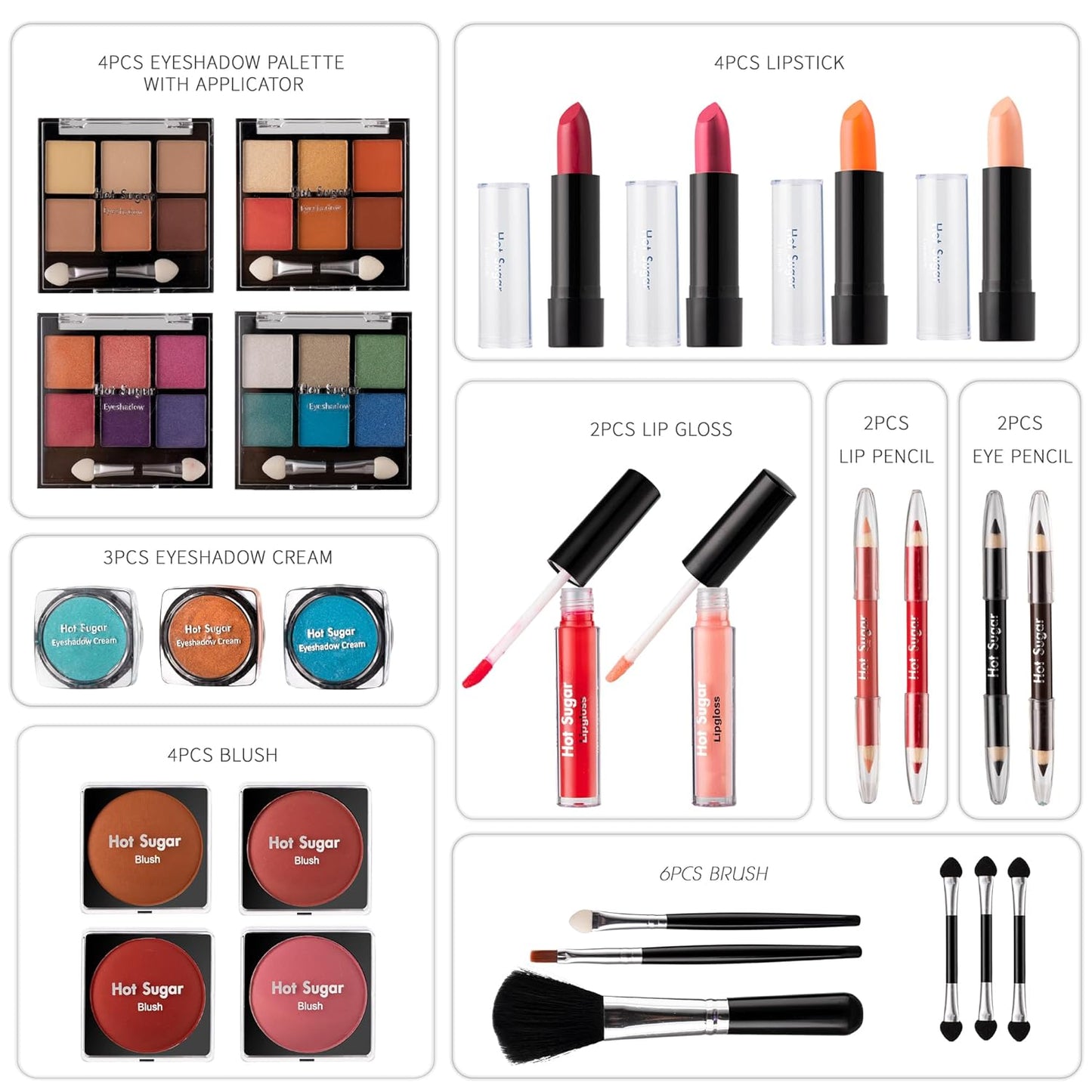 Hot Sugar Makeup Kit for Girls 10-12, Teen Girls Makeup Set for Beginners With Eye Shadow Palette, Blush, Lip Gloss, Brush, Mirror (Colored Bubble)