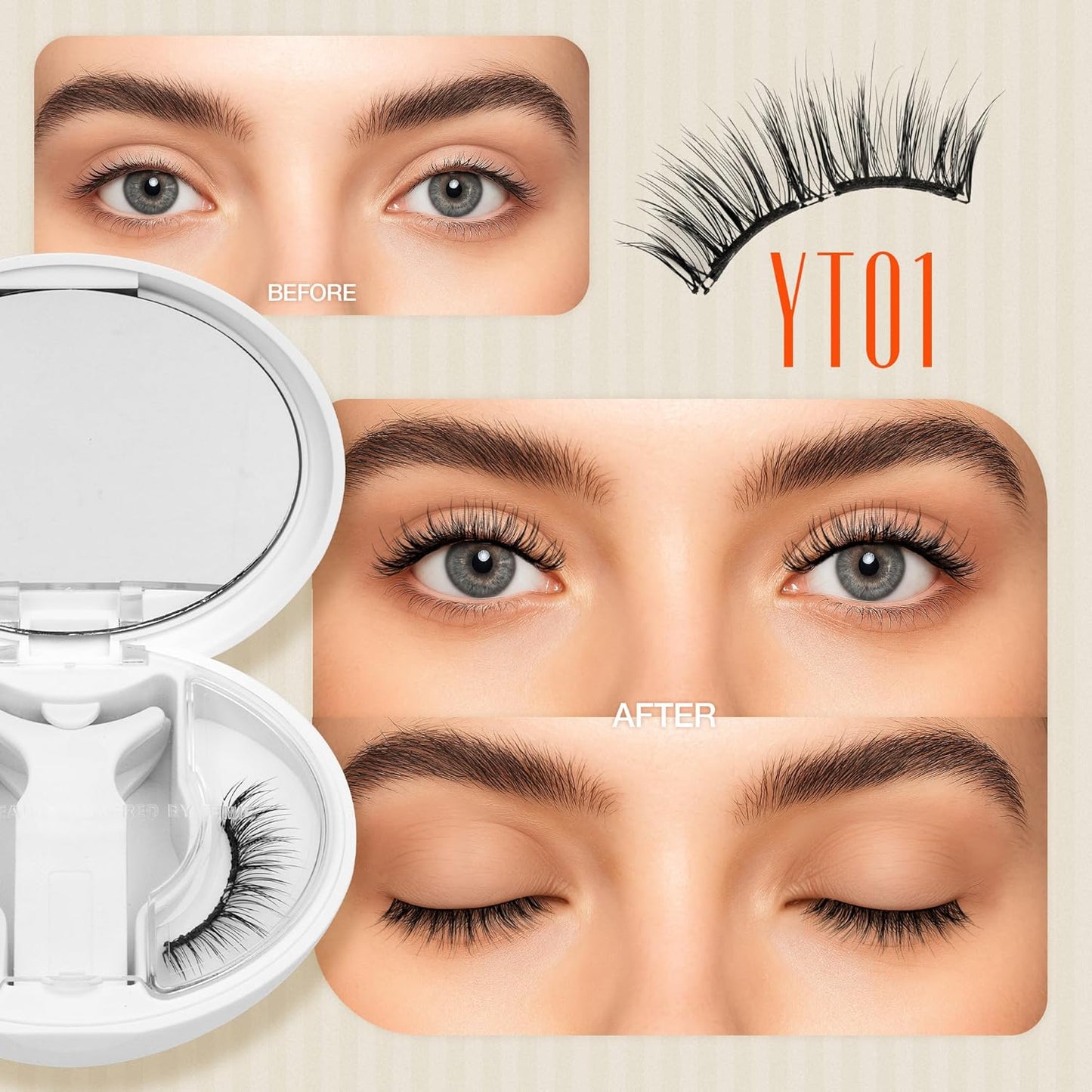 LASHVIEW Magnetic Eyelashes with Applicator, Soft Magnetic Lashes Natural Look Comfortable & Secure Fit Easy to Apply Reusable（XYT01)