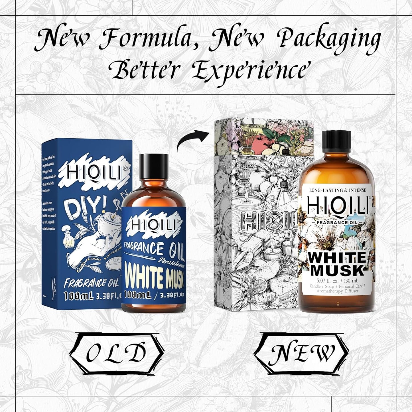 HIQILI White Musk Fragrance Oil, Candle Scents for Candle Making, Soap Making Supplies, Musk Perfume for Women, for Diffuser Use - 5.07 Fl Oz