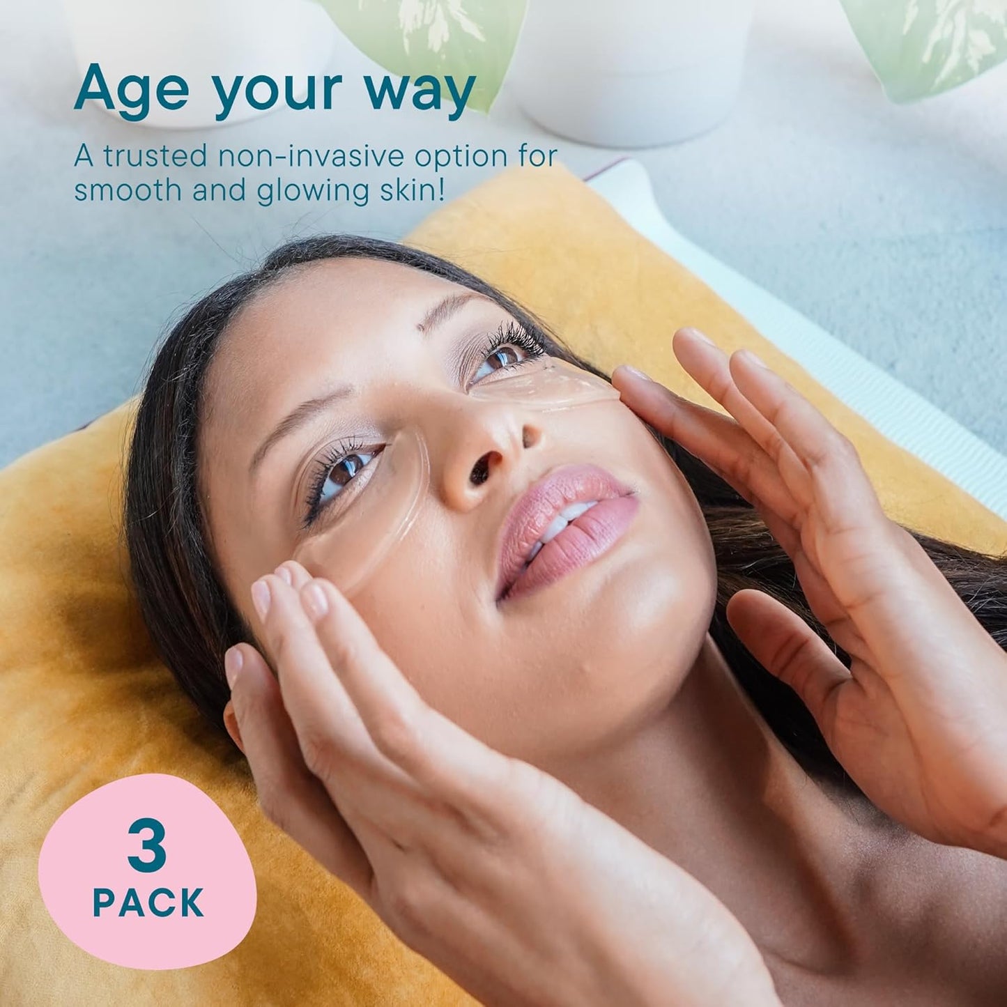 Frownies Under Eye Gel Patches for Puffy Eyes - Under Eye Patches for Dark Circles with Cactus Collagen - Under Eye Mask for Dark Circles and Puffiness - Reusable, 3 Pack