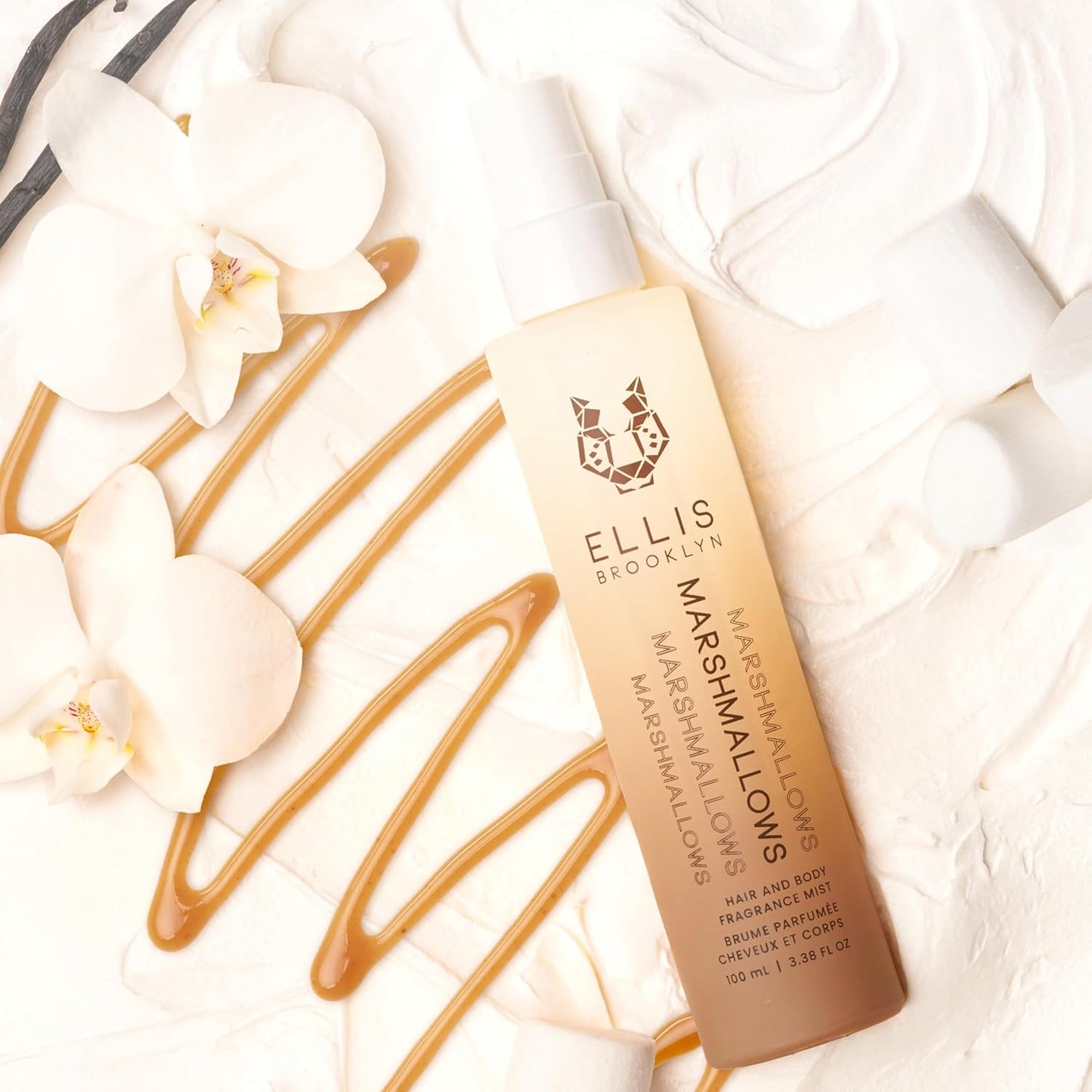 Ellis Brooklyn MARSHMALLOWS Hair And Body Fragrance Mist - Gourmand Perfume Mist with Marshmallow, Caramel Accord, & Milky Musks, Vegan Perfume Made In The USA, 50ml 1.7 Fl Oz