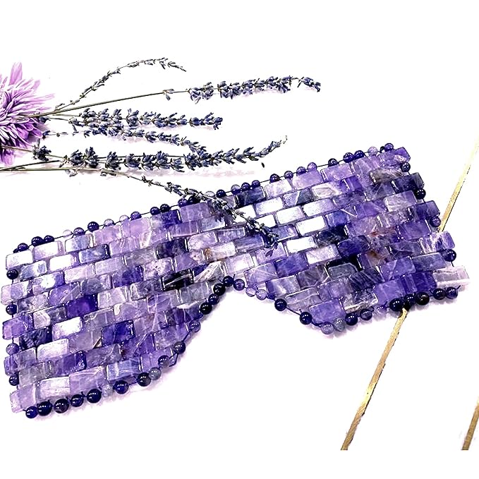100% Authentic Amethyst Mother's day Gift Set Amethyst Eye Mask Amethyst Jade Roller & Gua Sha Set Facial Mask Instant Puffiness promote relaxation and relief stress.