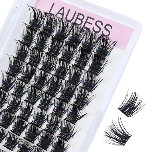 Cluster Lashes 72 Individual Lashes D Curl Lash Clusters Volume Eyelash Clusters DIY Lash Extension Kit Fluffy Cluster Eyelash Extensions (01-0.07D, 14mm)