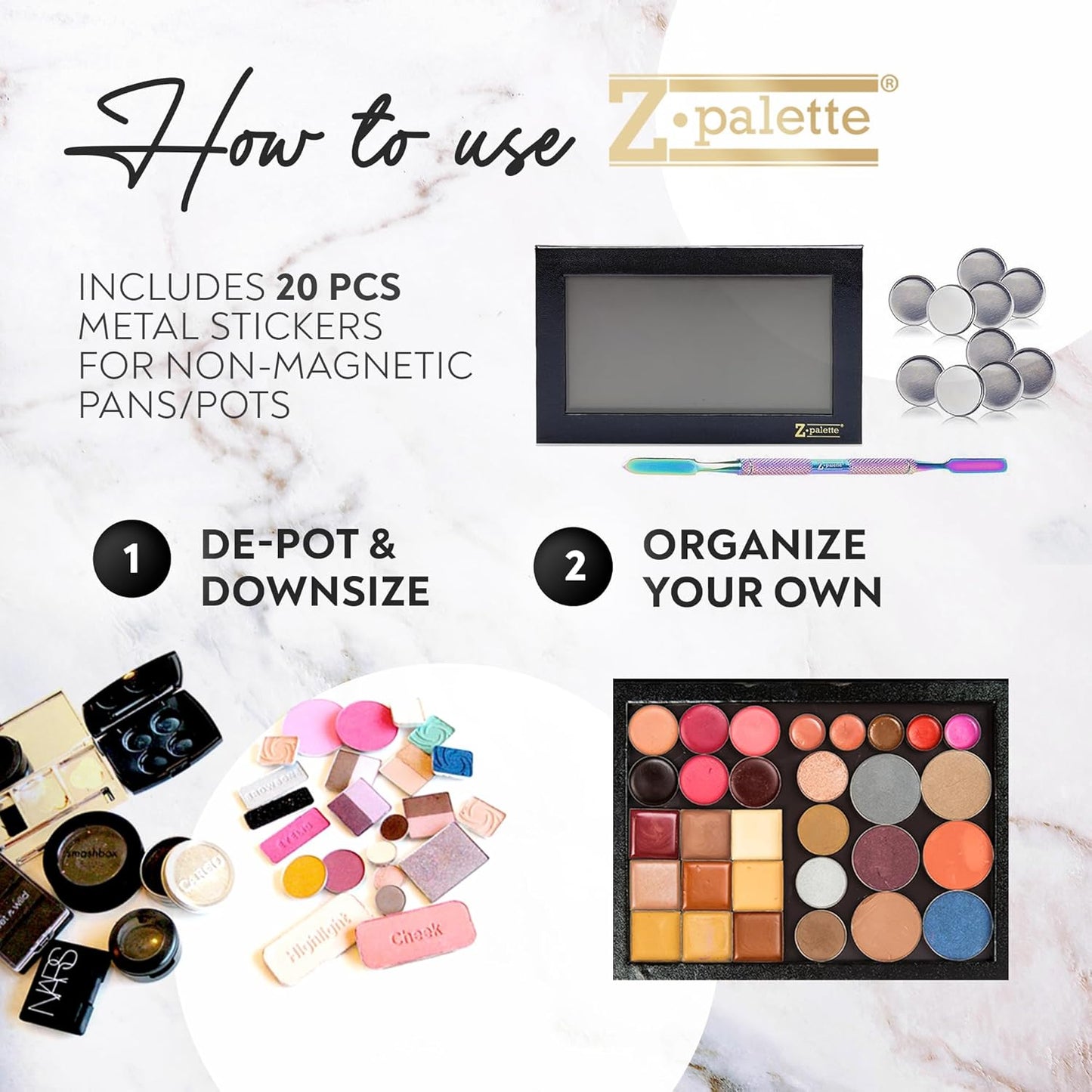 Large Magnetic Makeup Palette, Empty Magnetic Palette, Universal Magnet makeup palette for Eyeshadows, Powders, Customizable Beauty Organizer with Clear Window