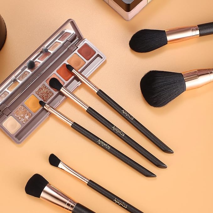 AIRWOS® Makeup Brushes Set Professional 14Pcs Makeup Brushes Pearl Flash Handles Premium Synthetic Foundation Face Powder Brush Blending Eyeshadow Concealers Makeup Brushes MakeUp Brushes with Case