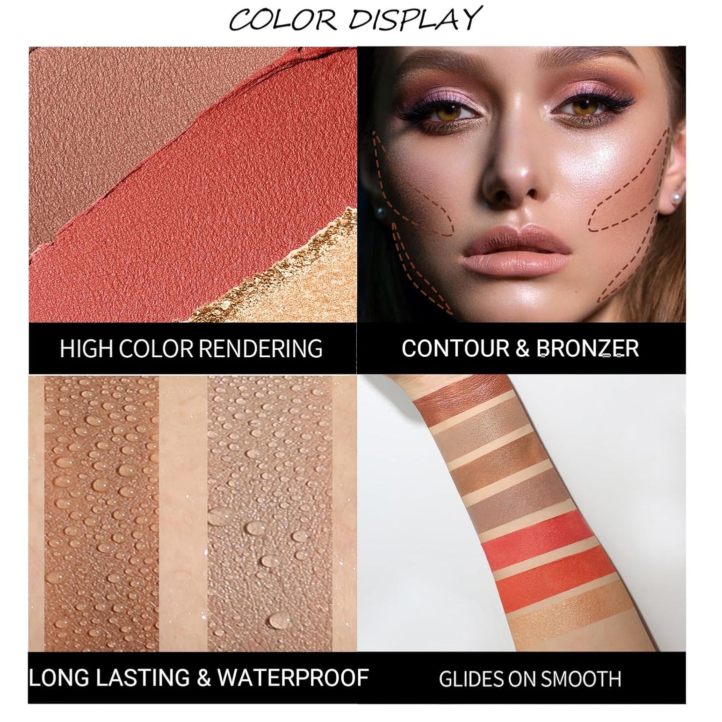 3pcs Face Contour Stick, Highlighter Stick Blush Stick Cream Contour Kit Makeup Set with Brush, Contouring Stick for Fair Skin, Concealer Stick Makeup Gift for Beginner Women Teen Girls