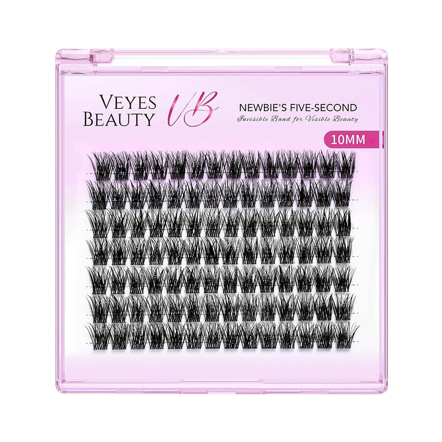 VEYESBEAUTY Lash Clusters Individual Eyelash Extensions Thin & Invisible Band DIY False Eyelashes for Self-application Newbie's Five-Second Series Wispy Lash Tray, Dreamy 10mm Single Length