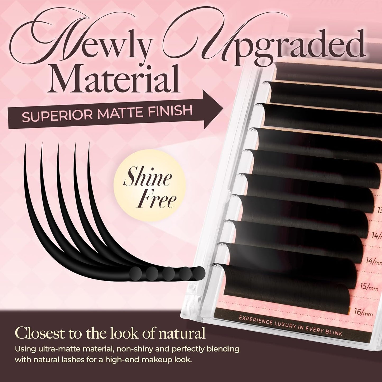 LASHVIEW Volume Lash Extensions 0.03-0.20 J/B/L/C/CC/D Curl 8-16mm Mixed & Single Length Tray, Soft Matte Dark Professional Eyelashes Extension(0.07 C 8-16mm)