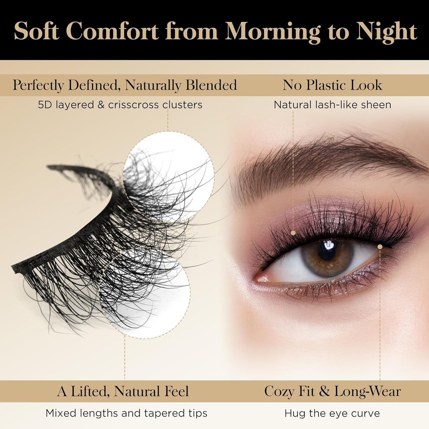 Lashes Mink Natural False Eyelashes - Bepholan Fake Eyelashes Natural Look 3-Pack Cat Eye Lashes Manga Eyelashes Fluffy,XMZ209