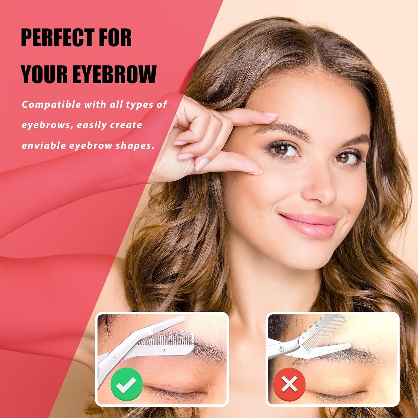 LePinko Eyebrow Trimming Scissors with Combs, Gifts For Men Women Stocking Stuffers, Gray