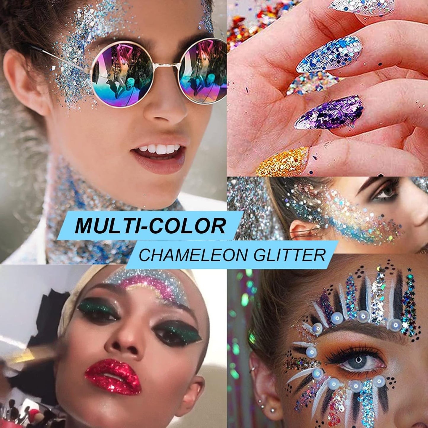 Lavender Purple Glitter Gel for Women Kids, Face Body Hair Glitter Gel, Holographic Chunky Mermaid Sequin Shimmer Makeup for Singer Concert Music Festival Rave Accessories, 1oz/Jar