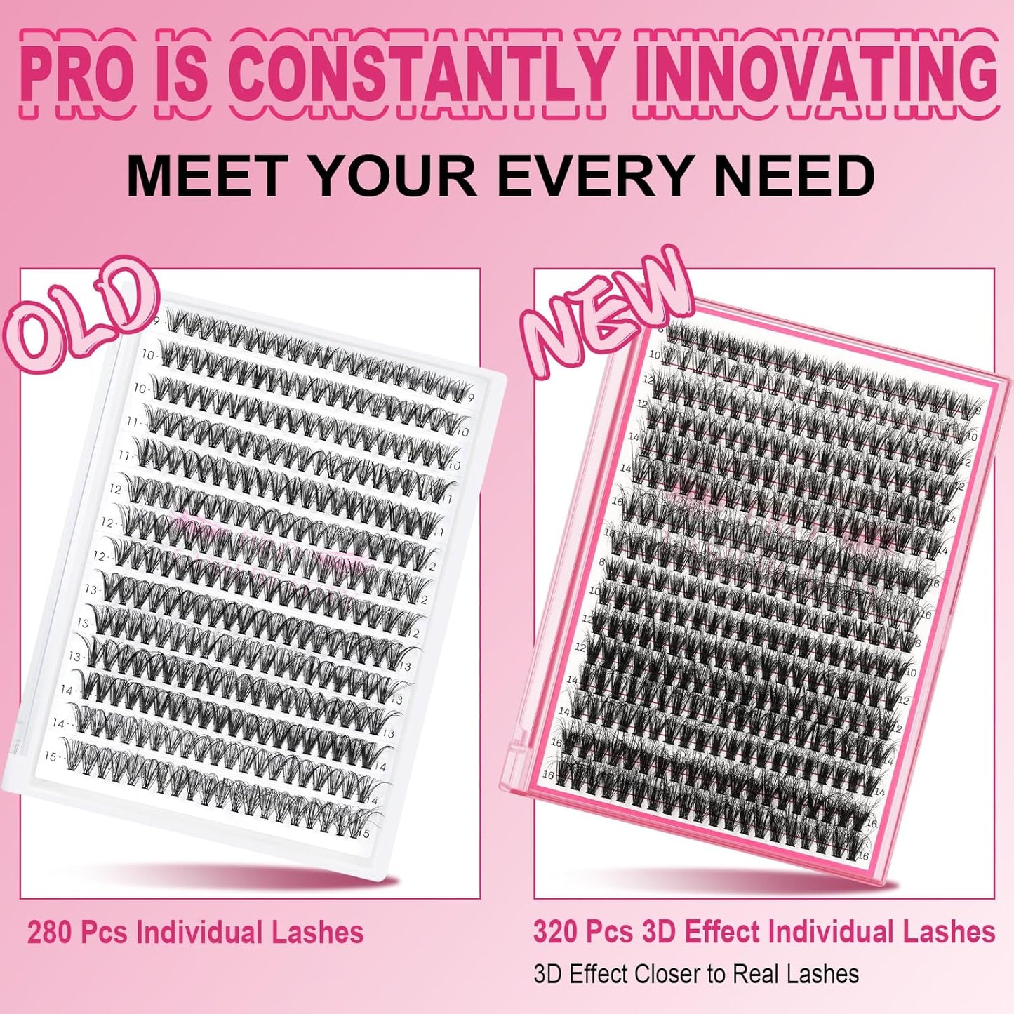 Lash CIusters 320Pcs Individual Lashes 3D Fluffy Cluster Lashes Natural Look Eyelash Clusters Faux Mink Wispy Lashes 30D+40D-D Mixed DIY Lash Extension (3D Fluffy-30D+40D-D,8-16mix)
