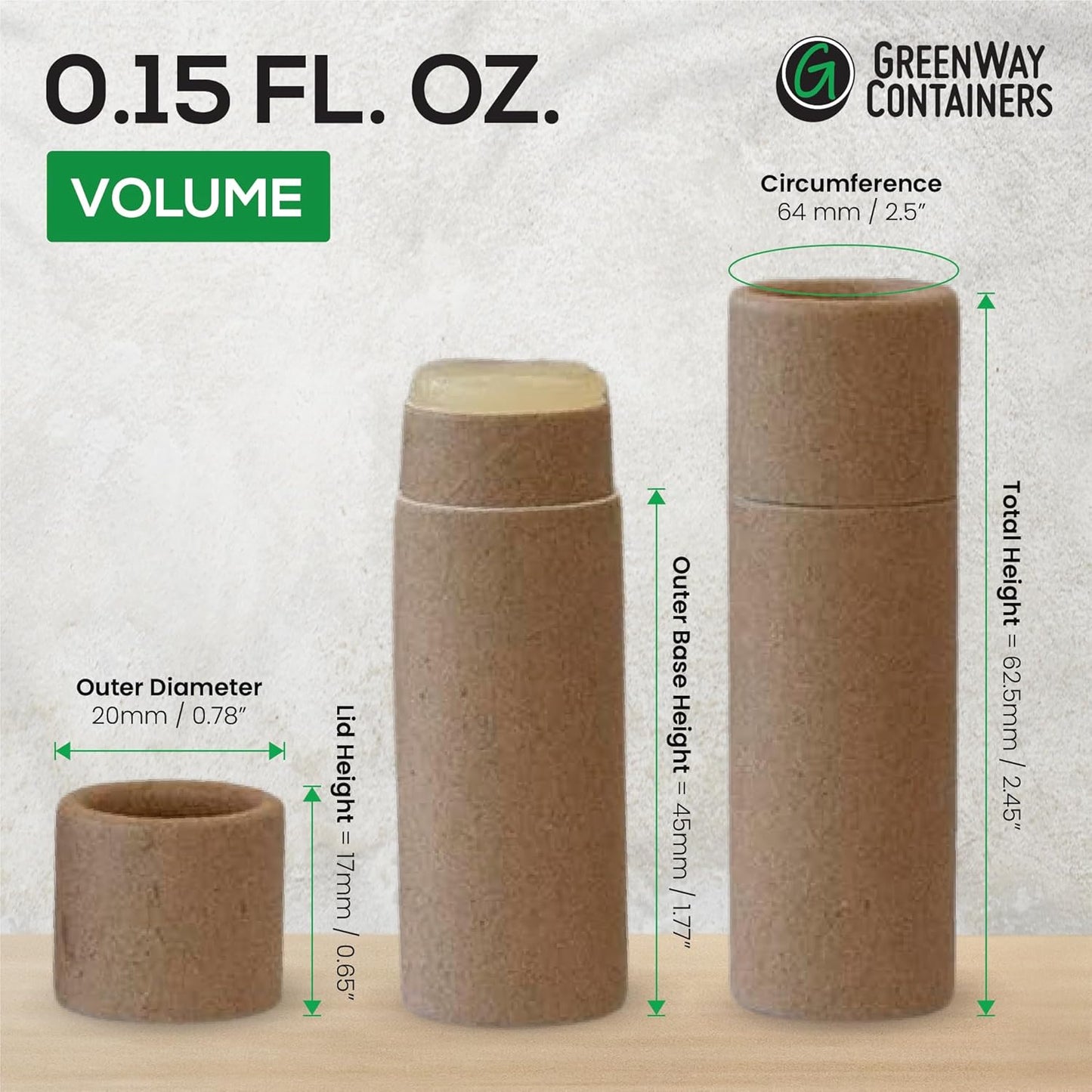 GreenWay 0.15oz / 4.25g Kraft Paperboard Lip Balm Tubes with Lids - 12 Pack Lip Gloss Tubes Refillable DIY Cosmetic Containers – Extra Thick Push-Up Bottom Lip Balm Containers - Black