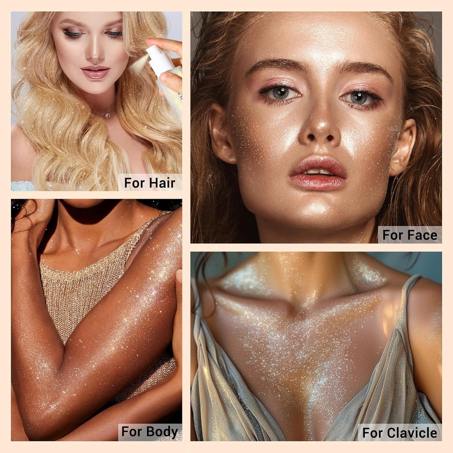 Face Liquid Highlighter Shimmer Body Spray for Hair and Skin, Luminizer Glow Spray for Face, Moisturizing Bronze Shimmer Illuminator (Y, Standard)