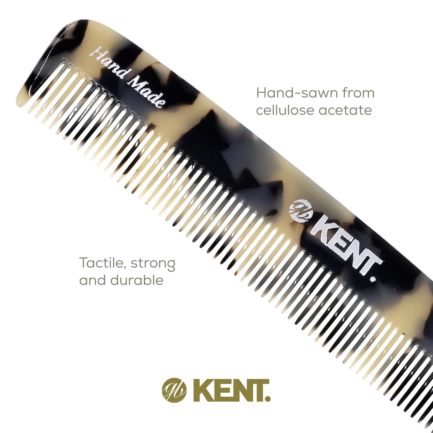 Kent F3TW Fine Tooth Comb - Hair Parting and Straightening Comb for Men's & Women's Dandruff Remover, Saw Cut and Hand Polished Made in England