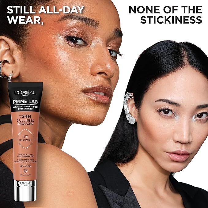 L'Oreal Paris Prime Lab Up to 24H Dullness Reducer, Face Primer Infused with Niacinamide to Reduce Face Dullness and Extend Makeup Wear, 1.01 Fl Oz