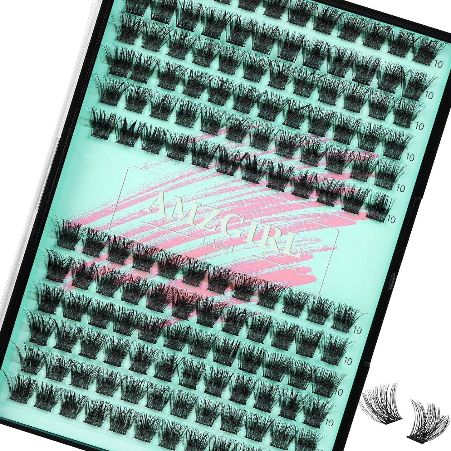 Wispy Lash Clusters Eyelash Extensions 144pcs Individual Lashes Cluster 10mm D Curl Fake Eyelash with Thin Band DIY Cluster Lashes At Home For Beginners (D-10mm)