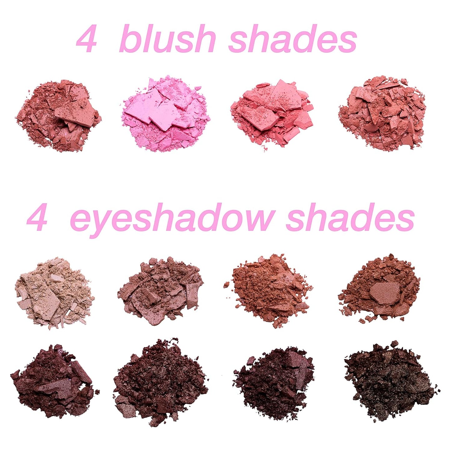 Women's Cosmetics NATURAL BEAUTY Blush and Eyeshadow Palette - 12 Shades Shimmer and Matte Finishes