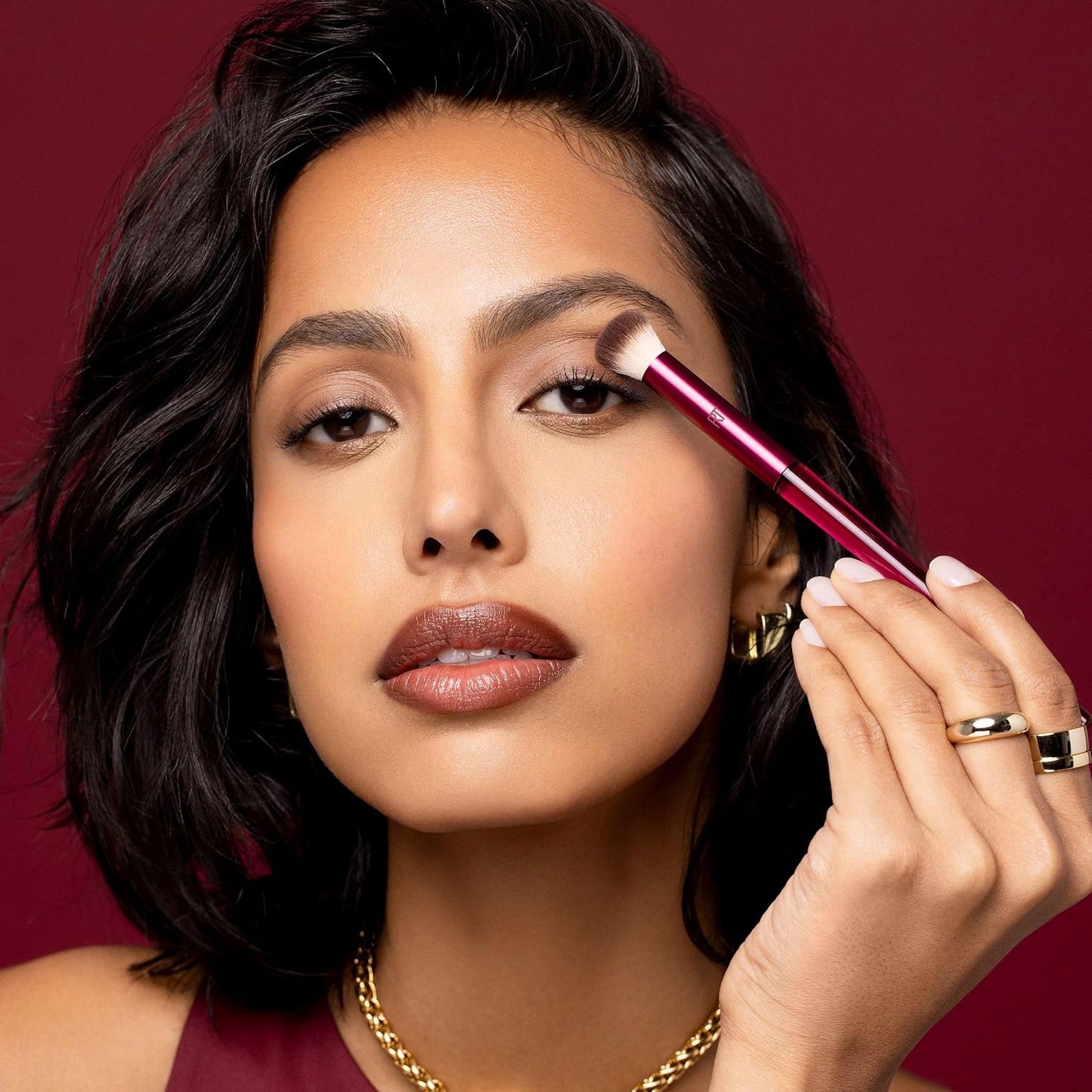 Real Techniques Cherry On Top MesmerEYES Brush Trio, Limited Edition Makeup Brush Set, Synthetic Bristles, Eyeshadow Blending Brushes, Vegan & Cruelty-Free, For Powder & Cream Shadow, 3 Piece Set