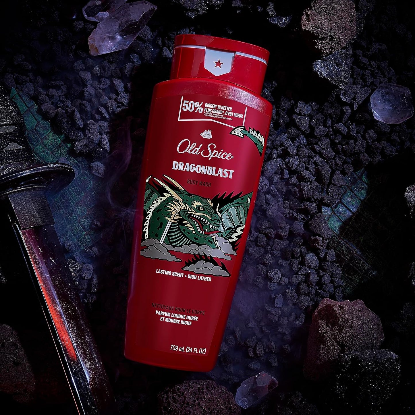 Old Spice Body Wash for Men, Dragonblast, Long Lasting Lather, 24 fl oz (Pack of 4)